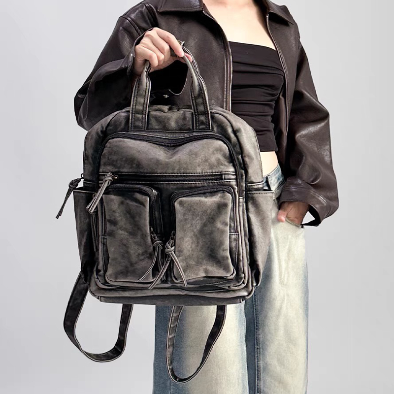 Leather Backpack Vintage - Tas Ransel Kulit PU Lembut Mewah,