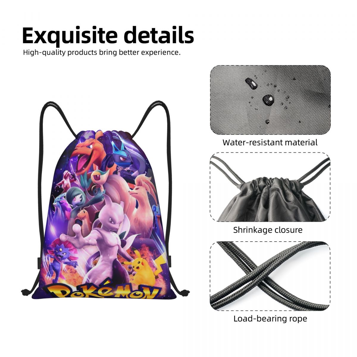 Tas Poke-Mon Manga Kartun Lucu - Drawstring Gym Bag ulasan dan harga